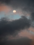 pink clouds and moon